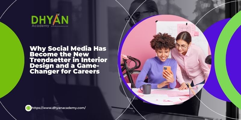 Interior design students exploring ideas through social media as part of digital learning at Dhyan Academy